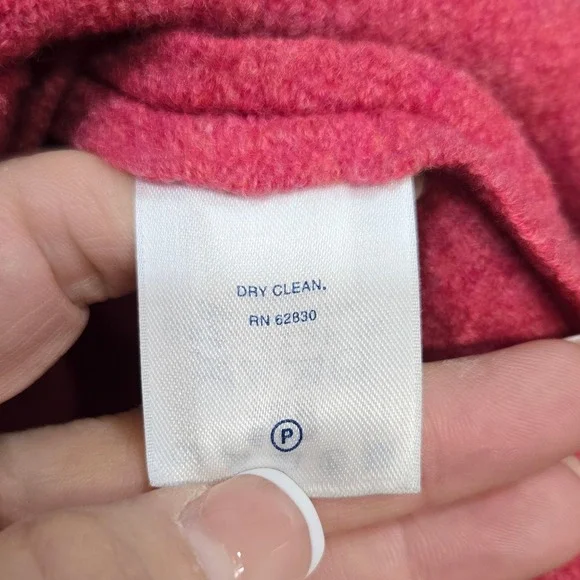 Lands End Boiled Wool Jacket Womens 8 Petite Pink Button Front Preppy Statement - Picture 8 of 8